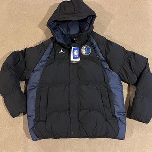 Nike Jordan NBA Dallas Mavericks Statement Black and Blue Puffer Large Jacket
